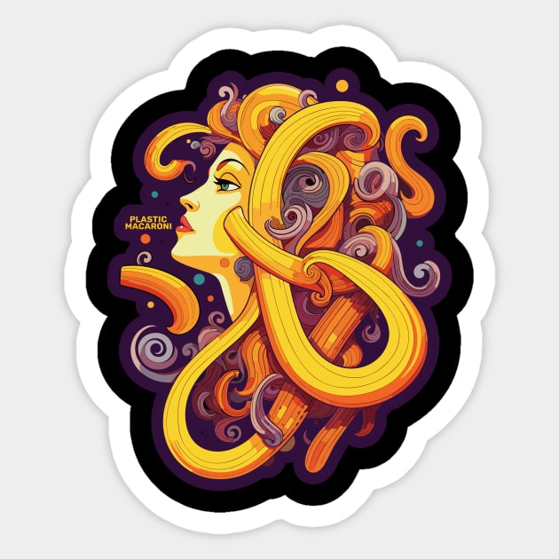 Plastic Macaroni Boho Trippy Hippy Danger Noodle Sticker by BoobRoss